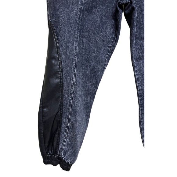 Alice + Olivia Jenny Faux Leather-Trimmed Mid-Rise Tapered Jeans Black‎ Size 32 - Picture 6 of 12